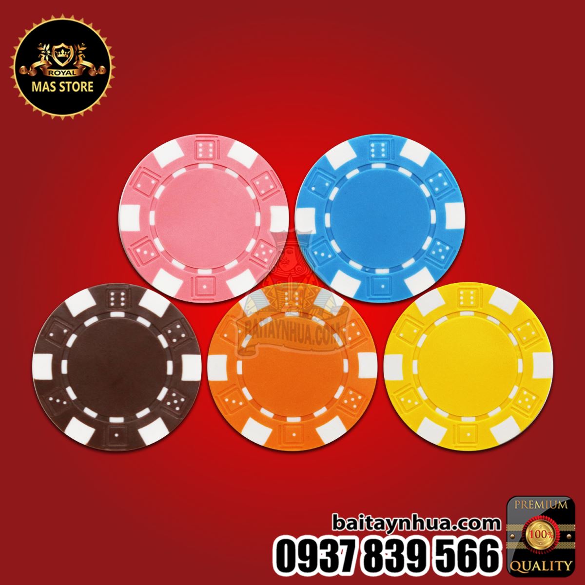 500 Chip Poker ABS 5 Màu Cao Cấp