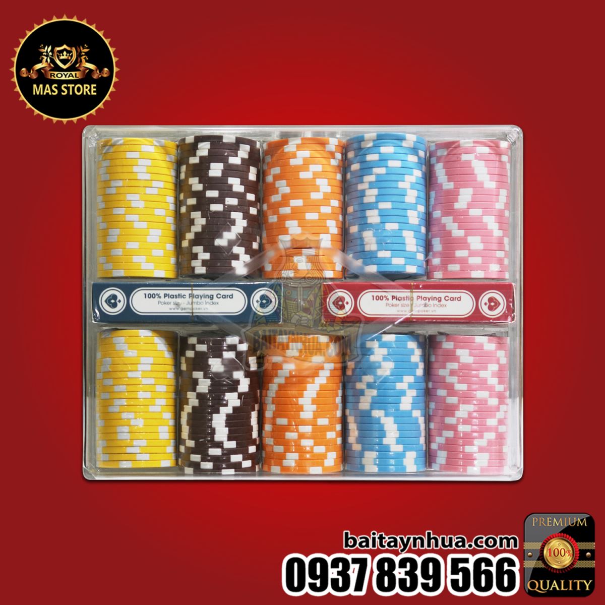 Set 200 Chip Poker ABS 5 Màu Cao Cấp
