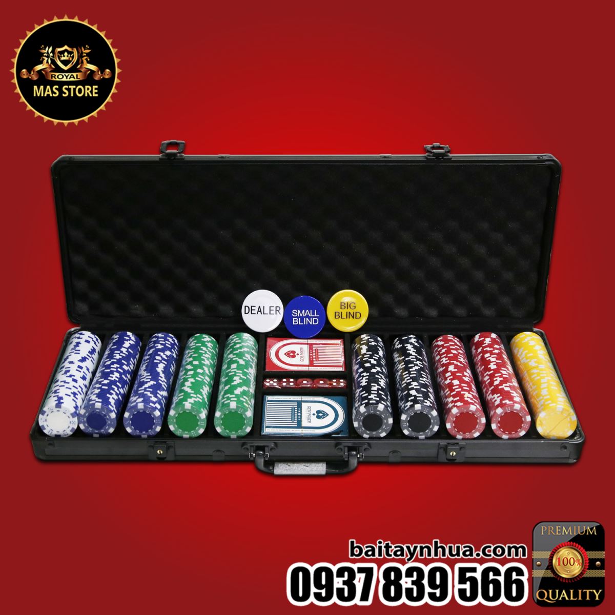 500 Chip Poker ABS 6 Màu Cao Cấp