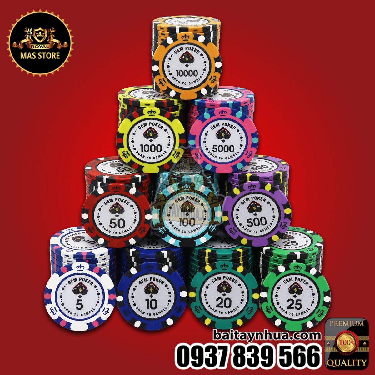 300 Chip Poker BIGBANG Có Số Cao Cấp - GPC01