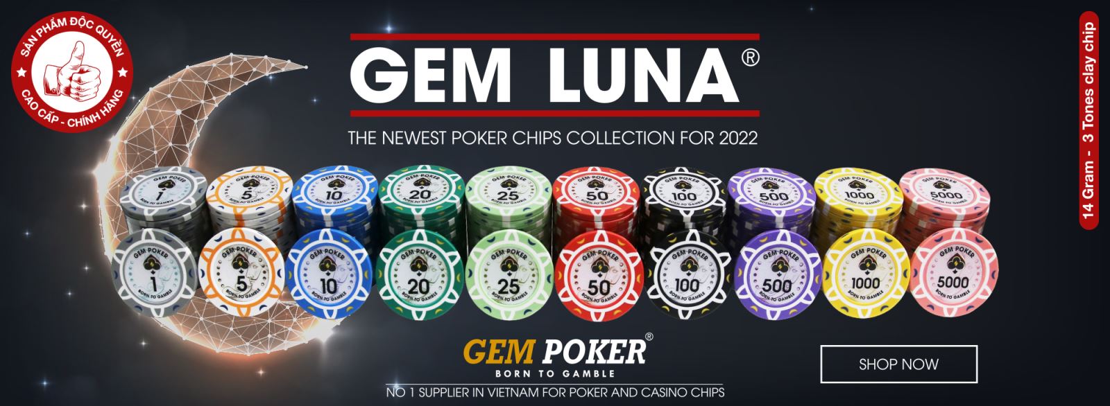 200 Chip Poker Clay GEM Luna 2022