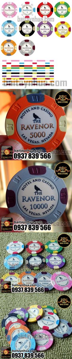 500 Chips RAVENOR CLASSIC 100% Ceramic - Vali Gỗ