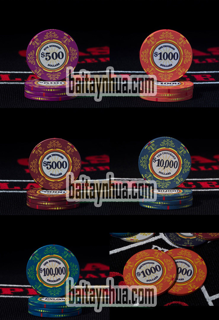 500 Chips Poker VENERATI 100% Ceramic - Vali Gỗ