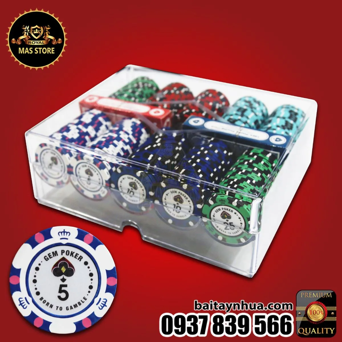 200 Chip Poker Clay BIGBANG 3 Tones Có Số