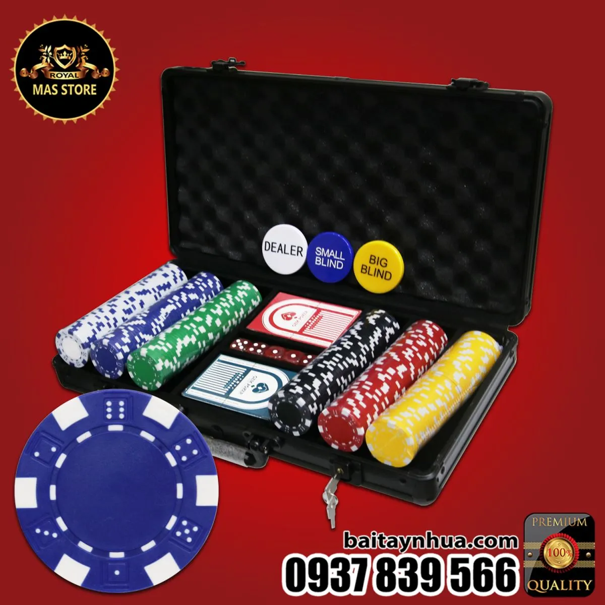 300 Chip Poker ABS 6 Màu Cao Cấp