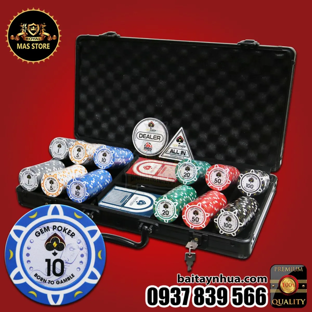 300 Chip Poker Clay GEM LUNA