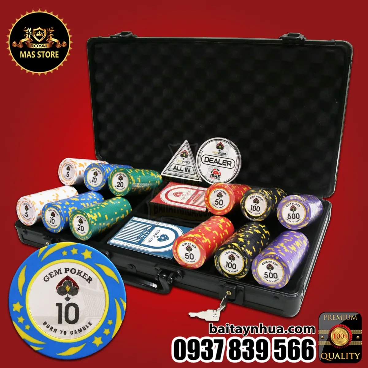 300 Chip Poker KINGSTAR Có Số Cao Cấp - GPC03