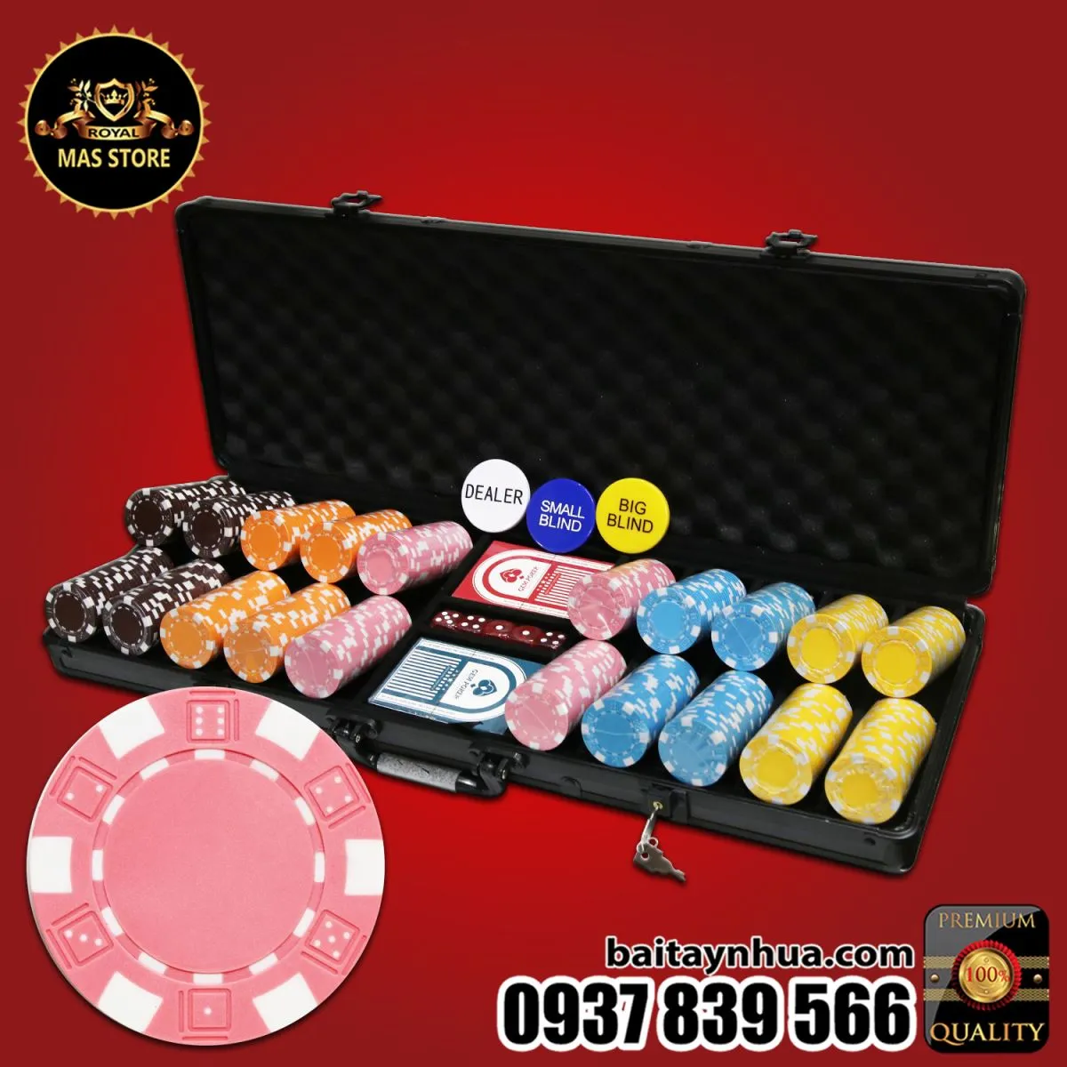 500 Chip Poker ABS 5 Màu Cao Cấp