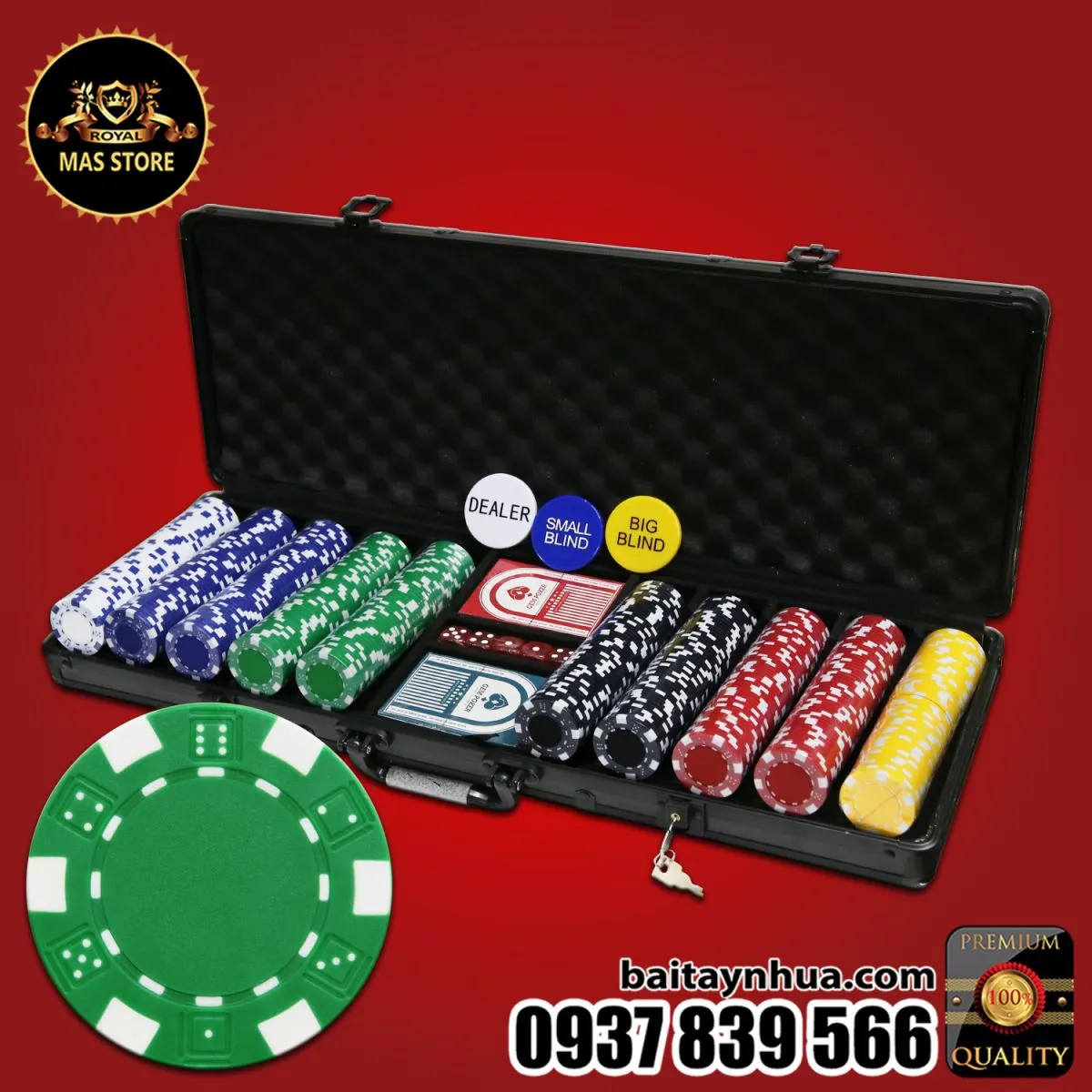 500 Chip Poker ABS 6 Màu Cao Cấp