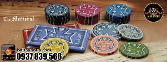 500 Chips MEDIEVAL 100% Ceramic - Vali Gỗ