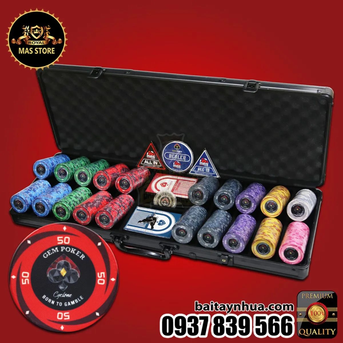 500 Chips Sứ CERAMIC Cao Cấp - GEM CYCLONE