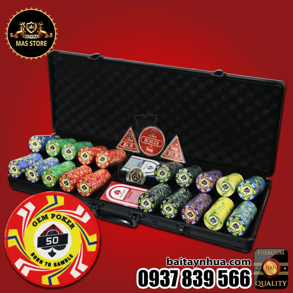 500 Chips Sứ CERAMIC Cao Cấp - GEM TYPHOON