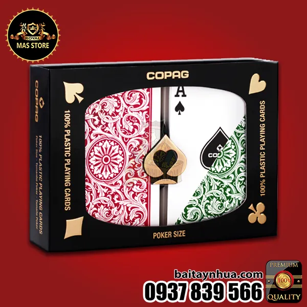 Bài Poker COPAG Cao Cấp 100% Plastic - GREEN/BURGUNDY