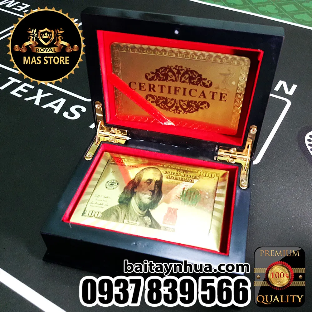 Bài Tây Mạ Vàng 24K Cao Cấp - HỘP GỖ SANG TRỌNG