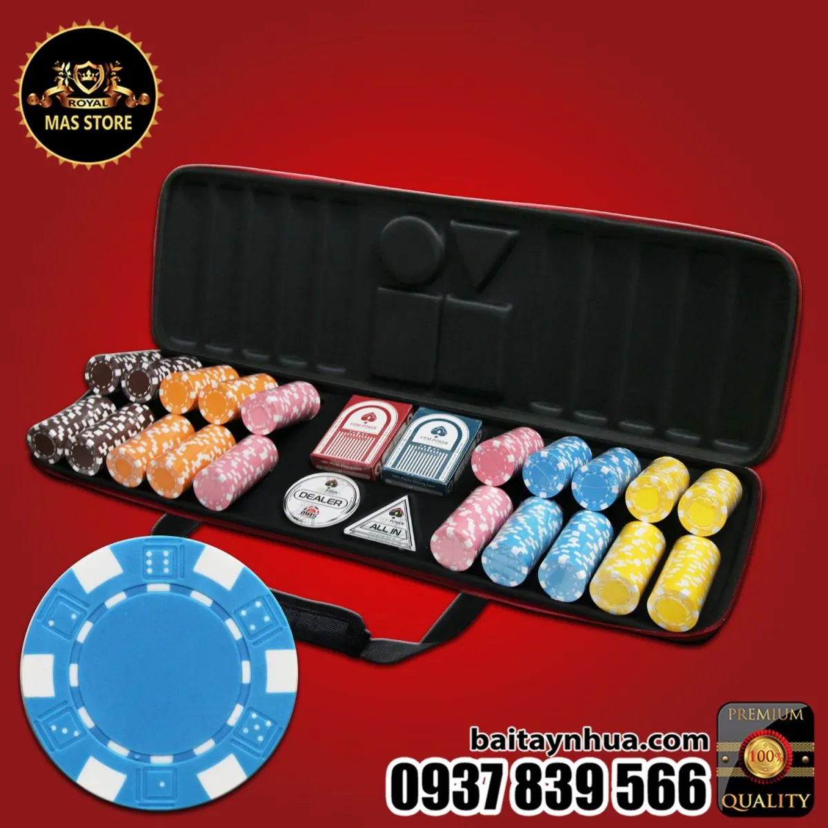 GEM TRAVEL 500 Chip Poker ABS 5 Màu
