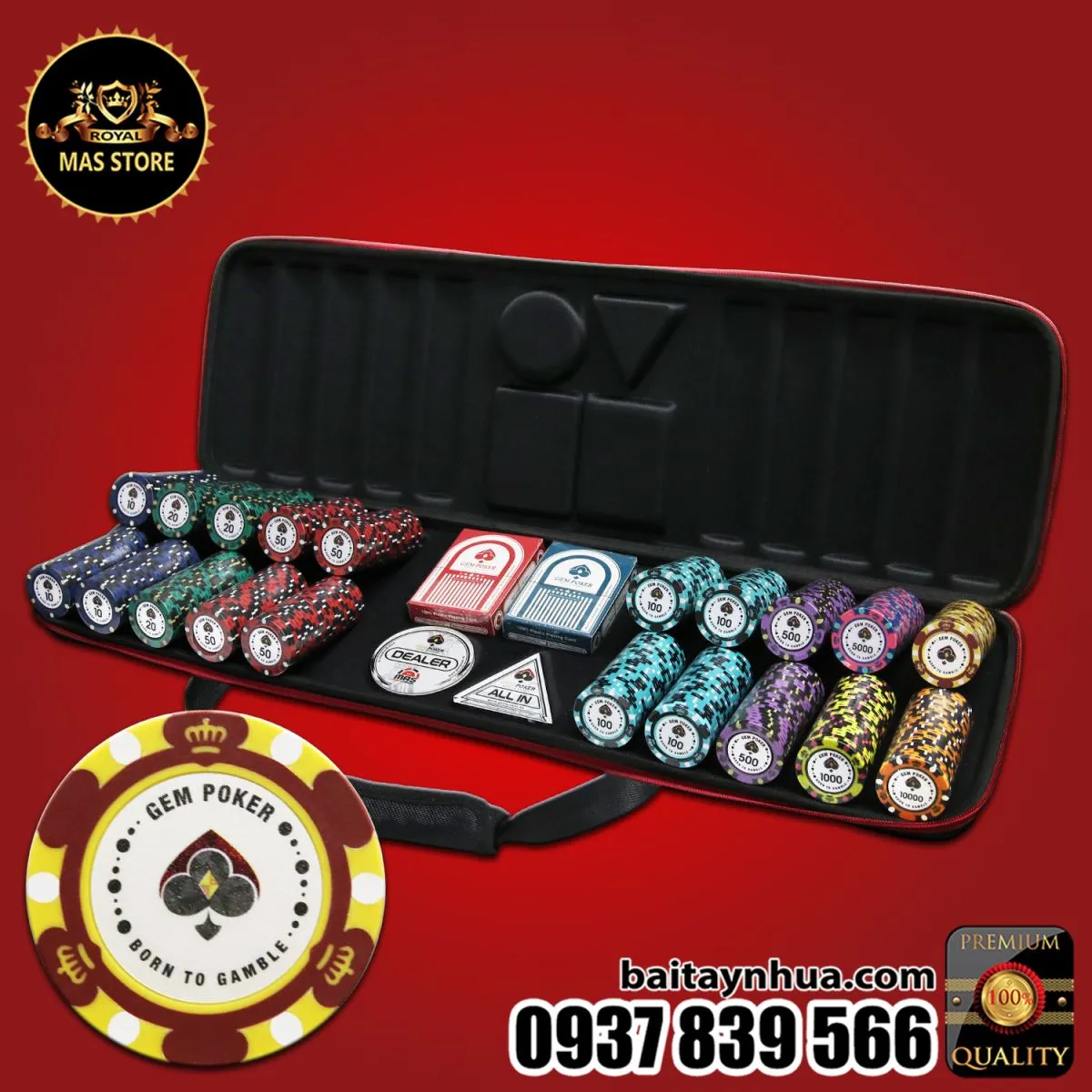 GEM Travel 500 Chip Poker Clay Bigbang 3 Tones