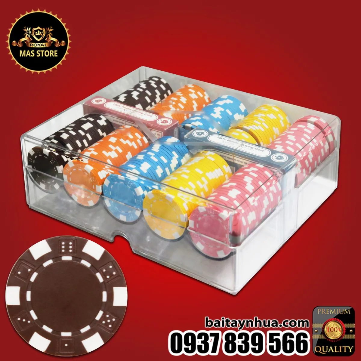 Set 200 Chip Poker ABS 5 Màu Cao Cấp