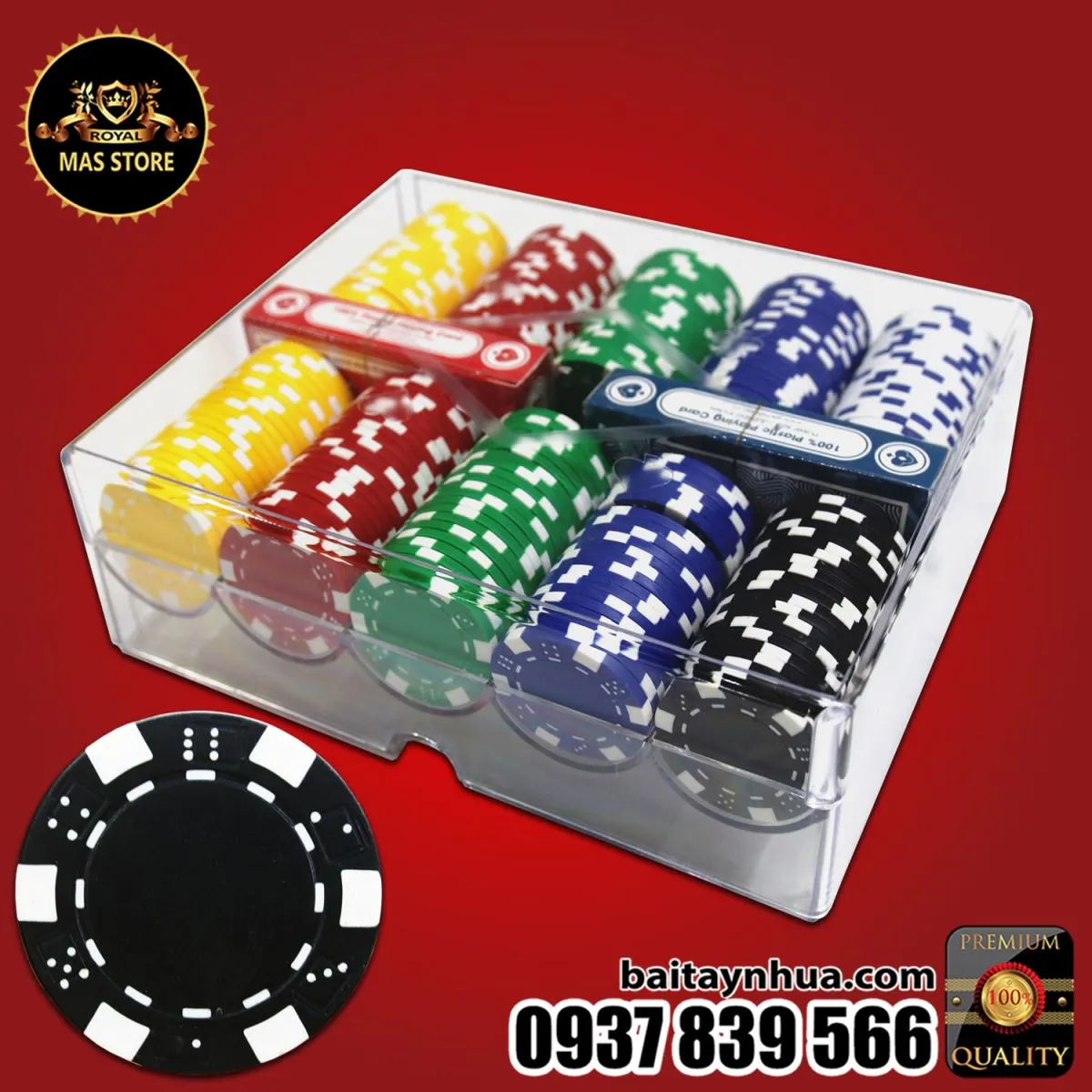 Set 200 Chip Poker ABS 6 Màu Cao Cấp