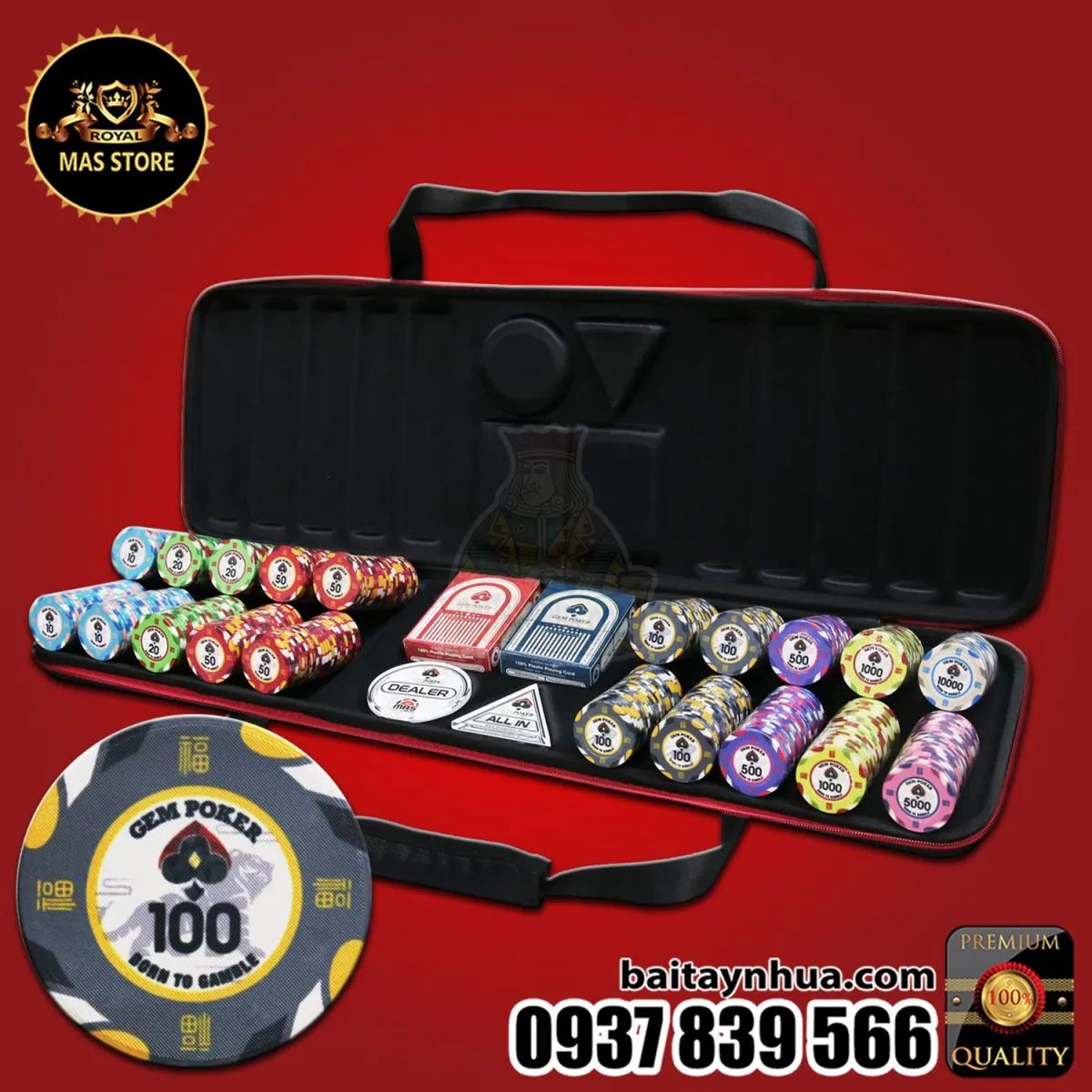 Travel Set 500 Chip Poker Sứ GEM Tiger® 2022